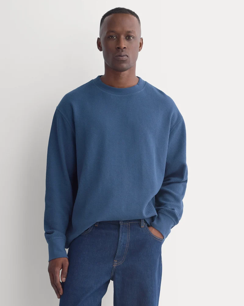 Waffle Knit Crew | Midnight Navy