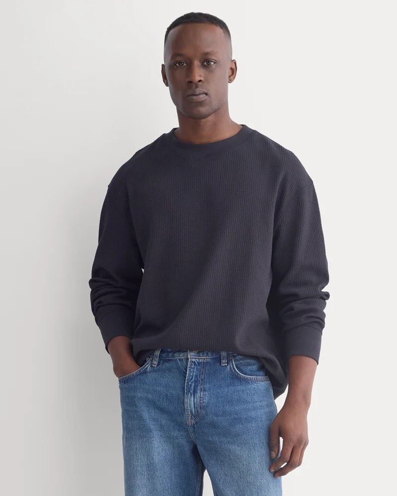 Waffle Knit Crew | Black