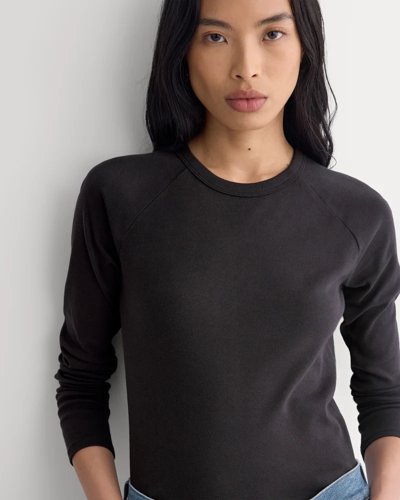 RetroSoft Cotton Ragland Crew | Black