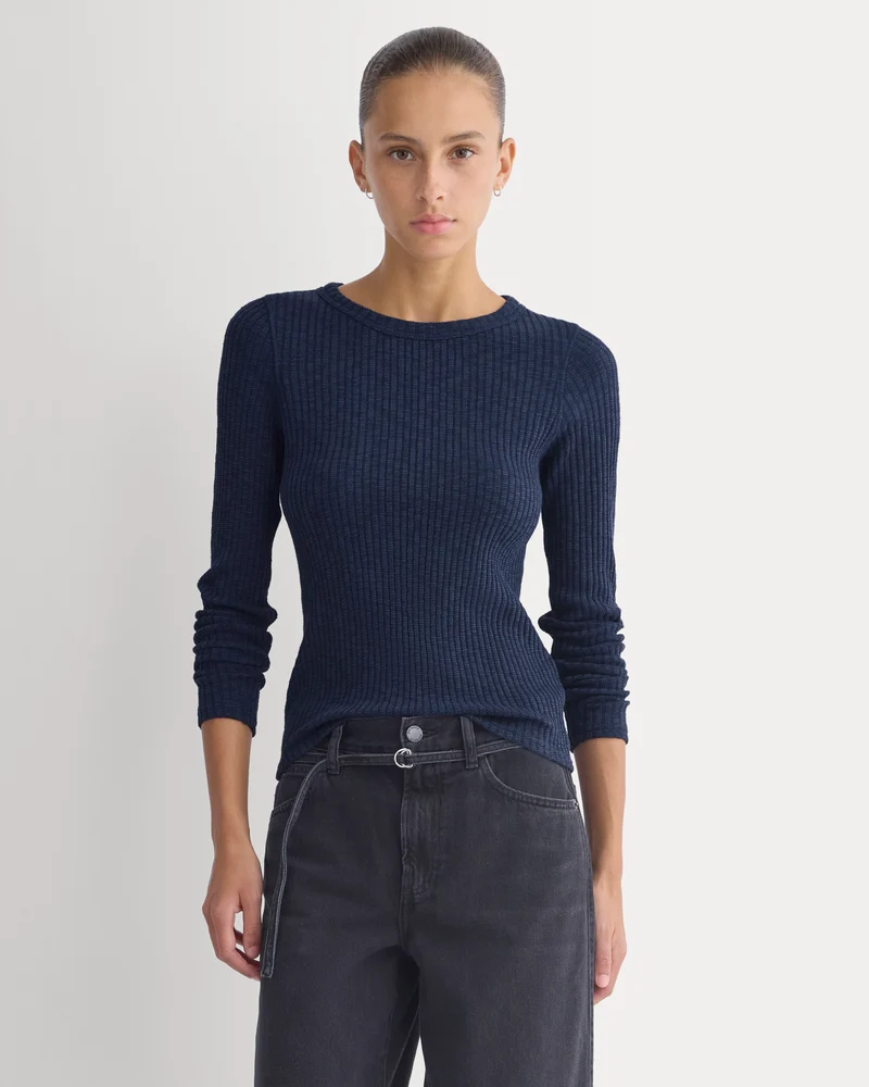 The Cozy Rib Long-Sleeve Tee | Navy