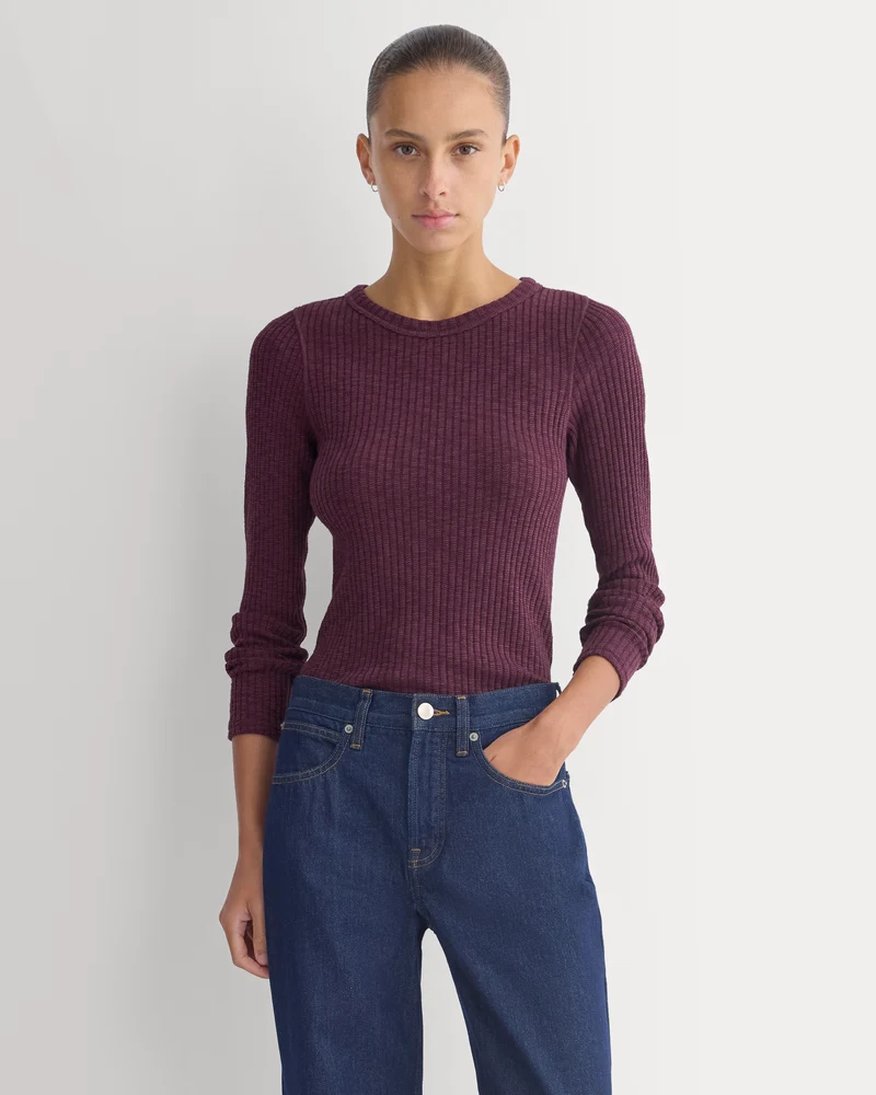 The Cozy Rib Long-Sleeve Tee | Deep Plum