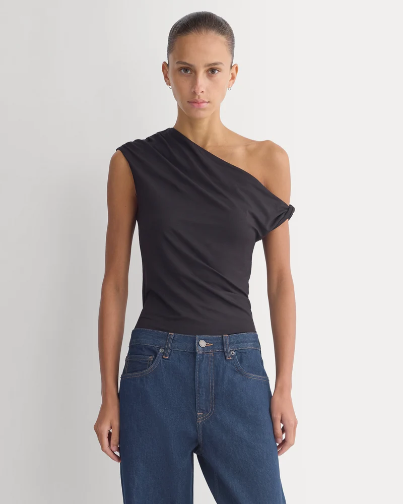 Drapey Jersey Off-The-Shoulder Top | Black