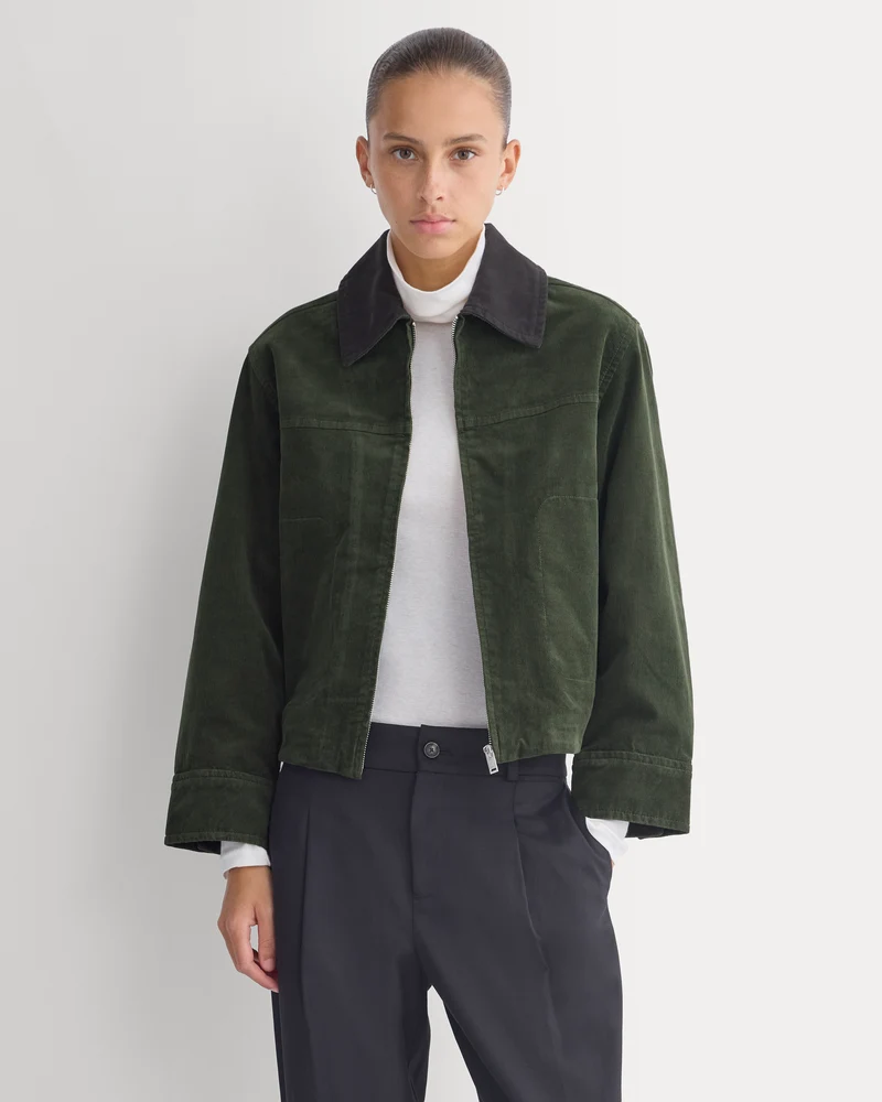 Stretch Corduroy Zip Jacket | Dark Forest