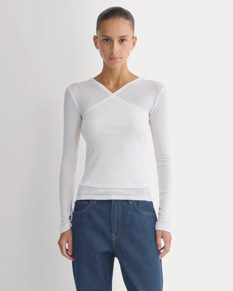 Tissue Double Layer One Shoulder Top | Bone
