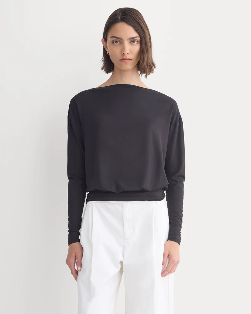 Drapey Jersey Slouchy Top | Black