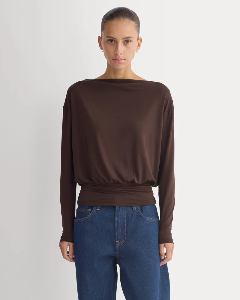 Drapey Jersey Slouchy Top | Coffee Bean