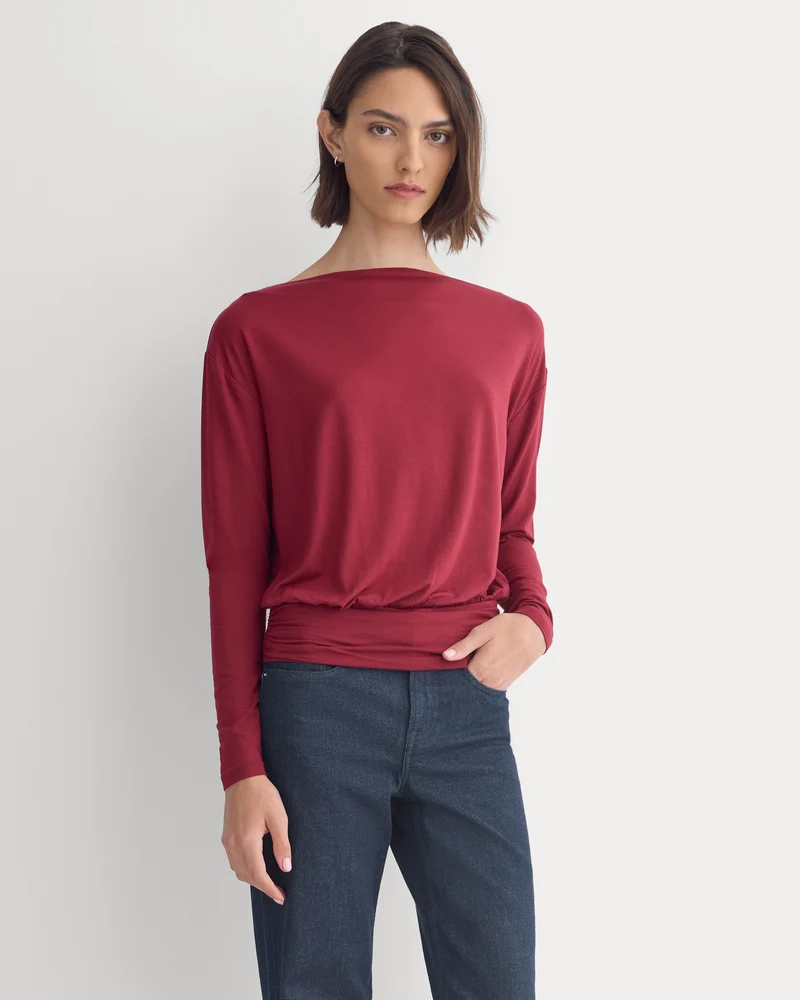 Drapey Jersey Slouchy Top | Cabernet