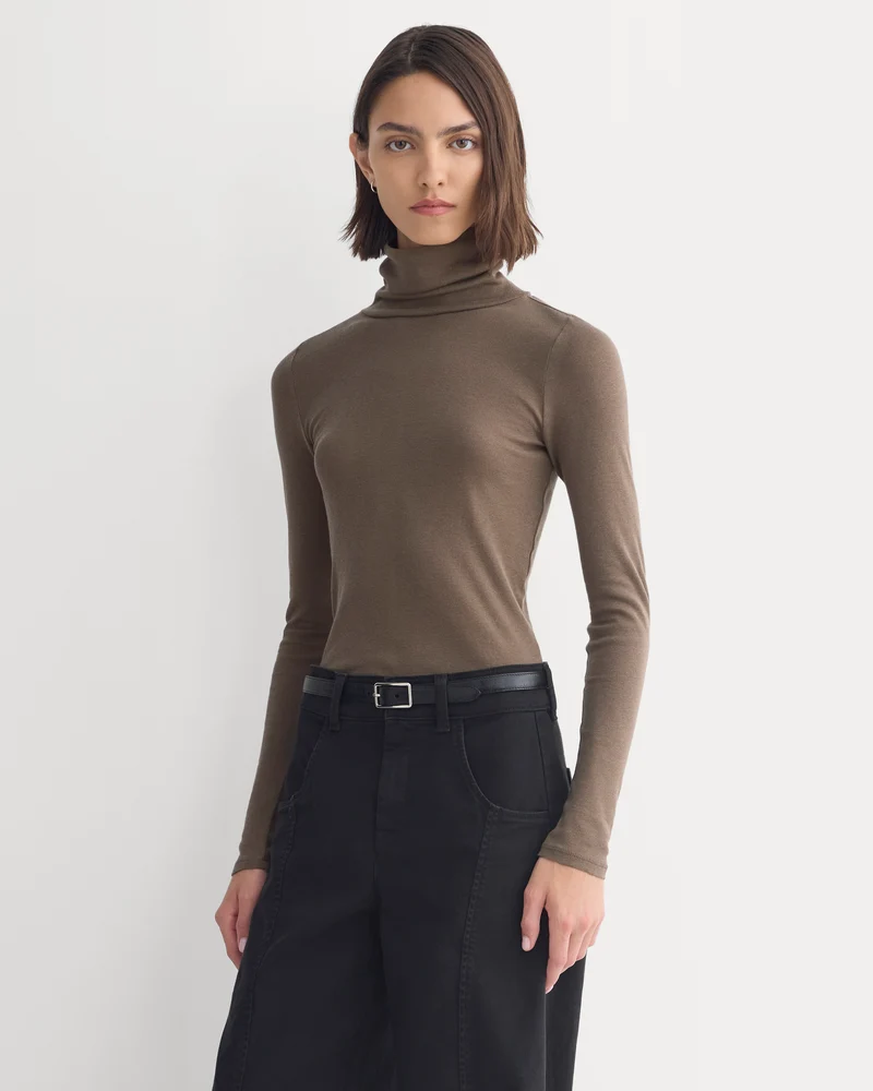 Tissue Long-Sleeve Turtleneck | Deep Taupe