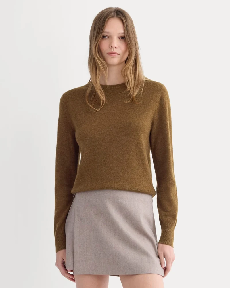 Cashmere Slim Crew Sweater | Heathered Toffee