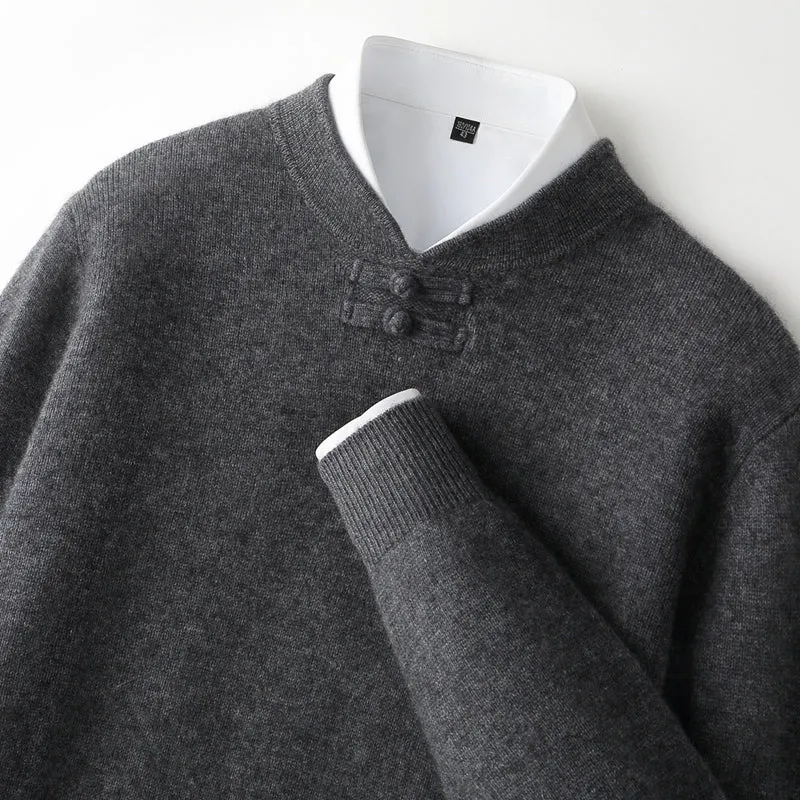Kleding met schijfgesp, warme vrijetijds wollen trui voor heren