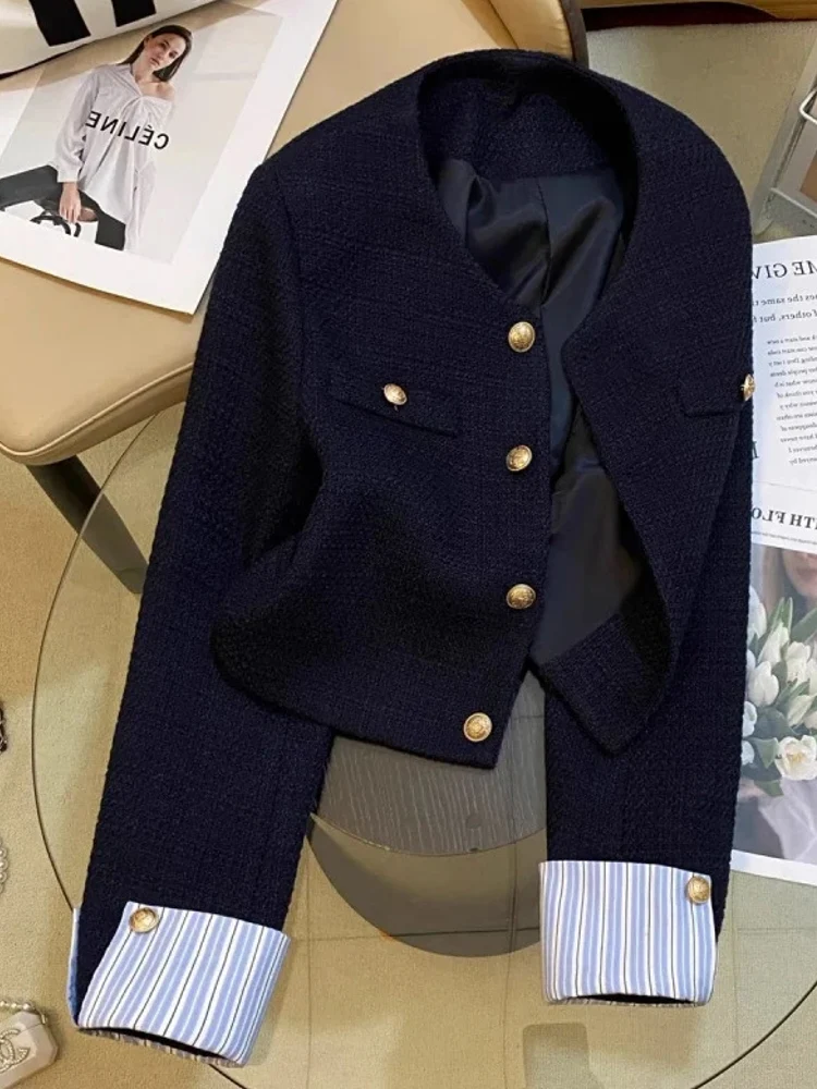Marineblauwe korte jas voor dames