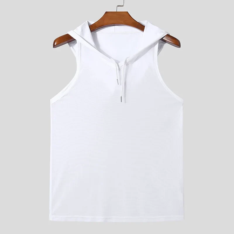 Heren sport tanktops met capuchon, transparant