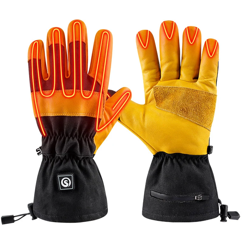 Savior Beheizbare Leder-Arbeitshandschuhe aus Rindsleder | Robuste Profi-Winterhandschuhe für Bau, Logistik & Handwe