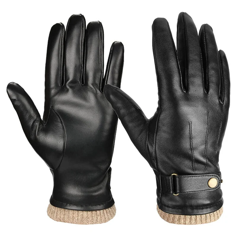 OZERO Herren Lederhandschuhe aus Nappaleder – Touchscreen-fähig & Kaschmir-Futter – Warme Winter-Autohandschuhe