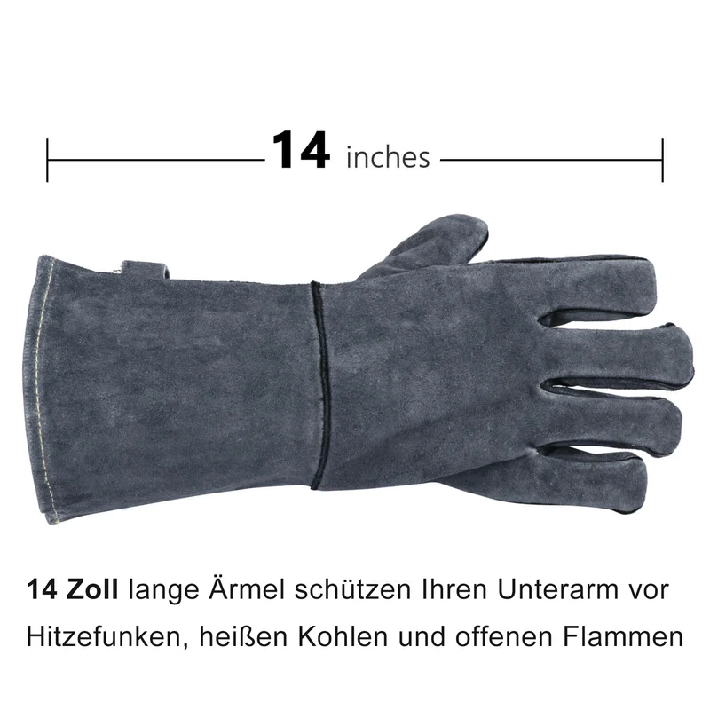 Ozero Leder Hitzeschutzhandschuhe (500°C) – Profi Grill- & Schweißhandschuhe