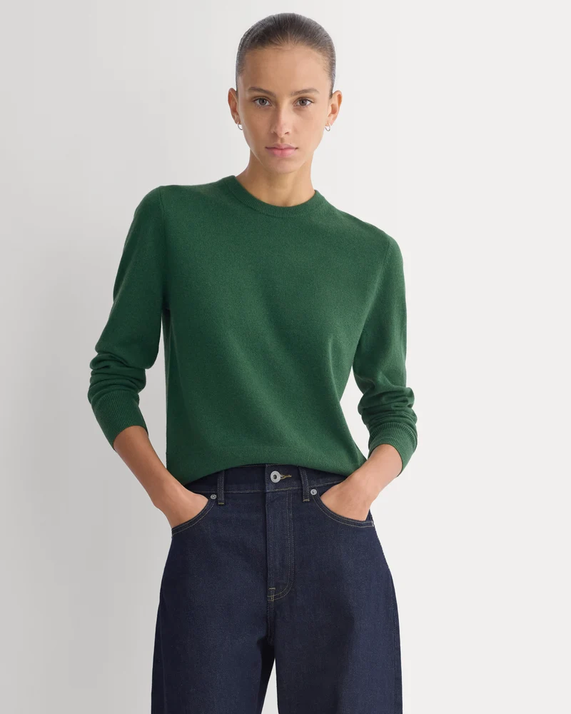 Cashmere Slim Crew Sweater | Eden Green