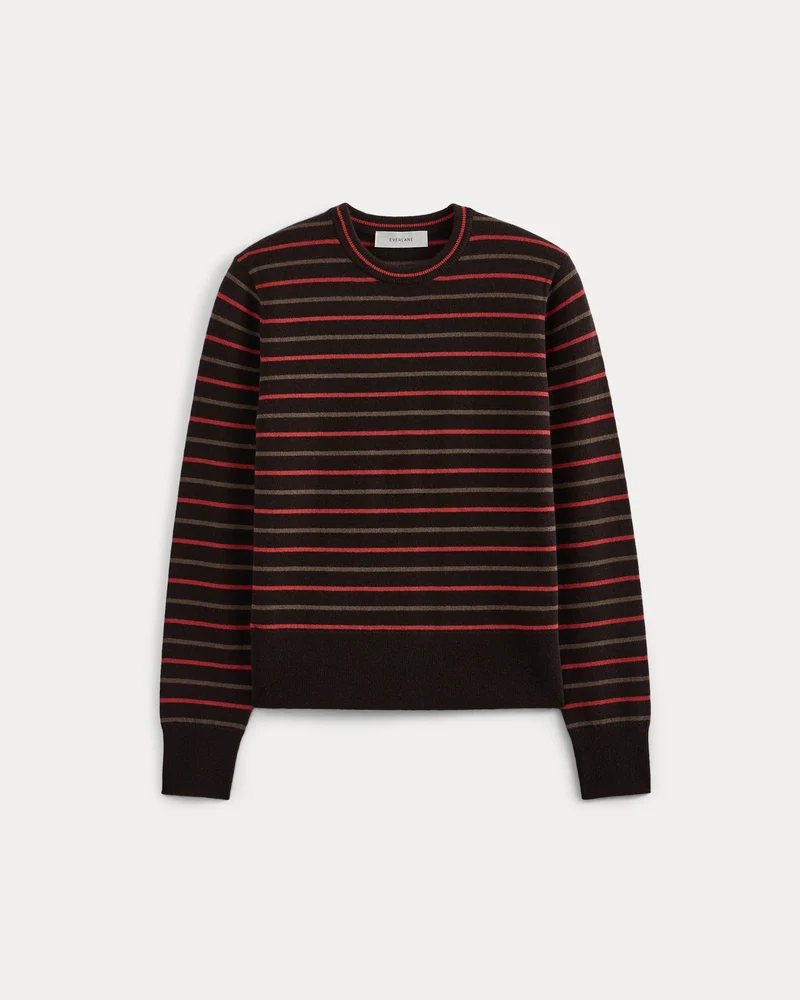 Cashmere Slim Crew Sweater | Cabernet / Coffee Bean