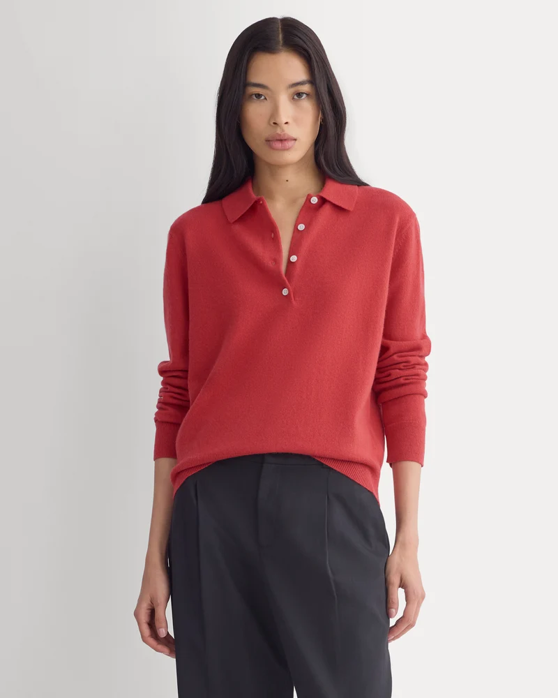Fine Cashmere Classic Polo | Vintage Red