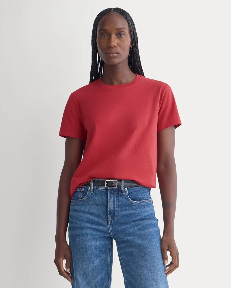 The Box-Cut Tee in Essential Cotton | Vintage Red | No Pocket