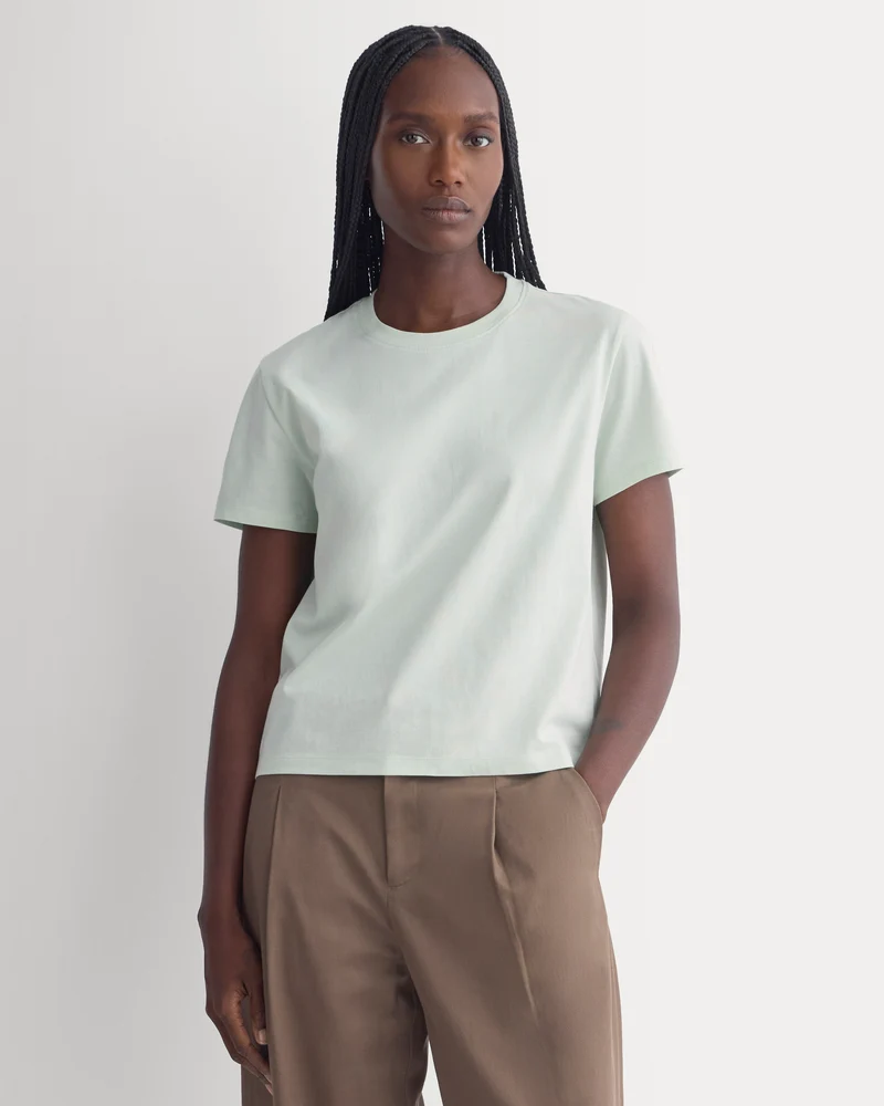 The Box-Cut Tee in Essential Cotton | Lily Green | No Pocket