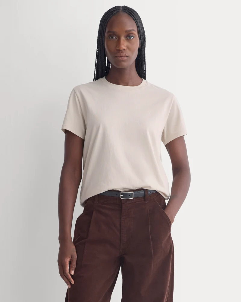 The Box-Cut Tee in Essential Cotton | Peyote | No Pocket