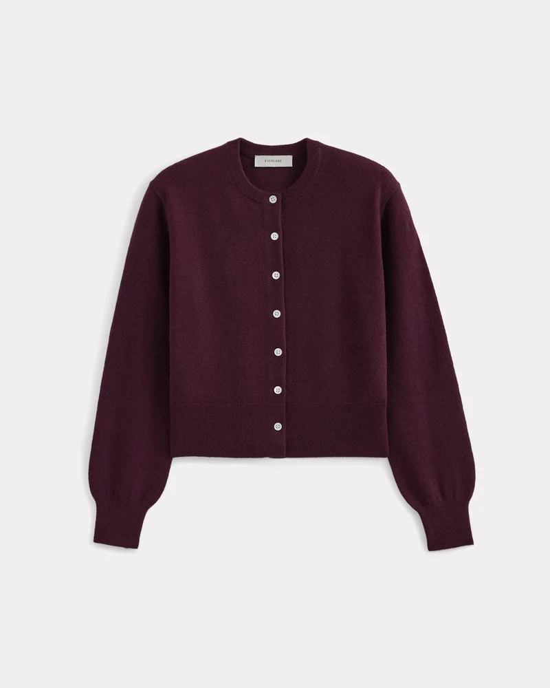 Cashmere Cropped Cardigan | Deep Plum
