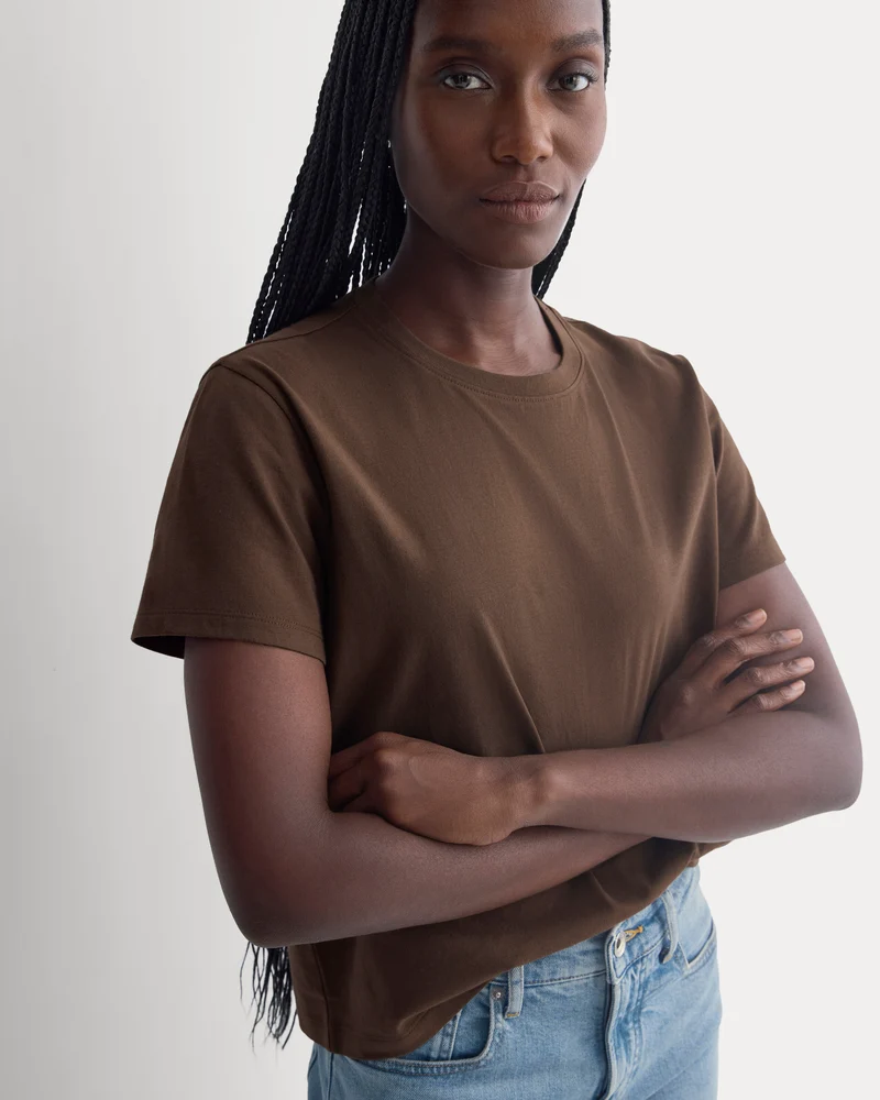 The Box-Cut Tee in Essential Cotton | Cocoa | No Pocket