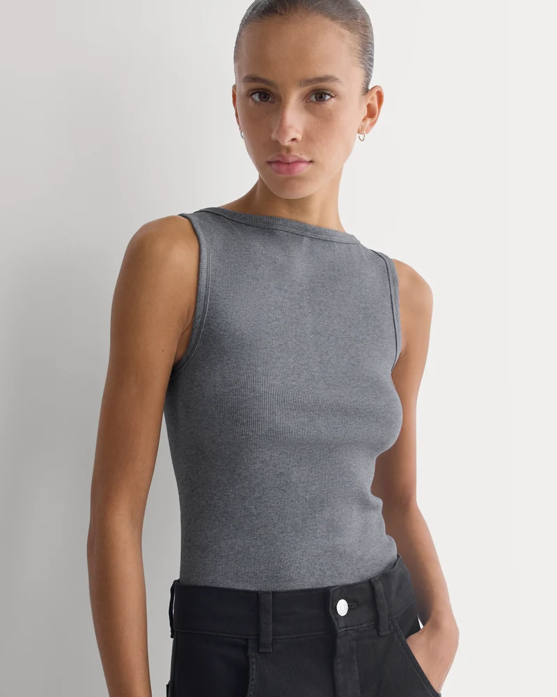 Effortless Rib Boatneck Tank | Vintage Heather Grey