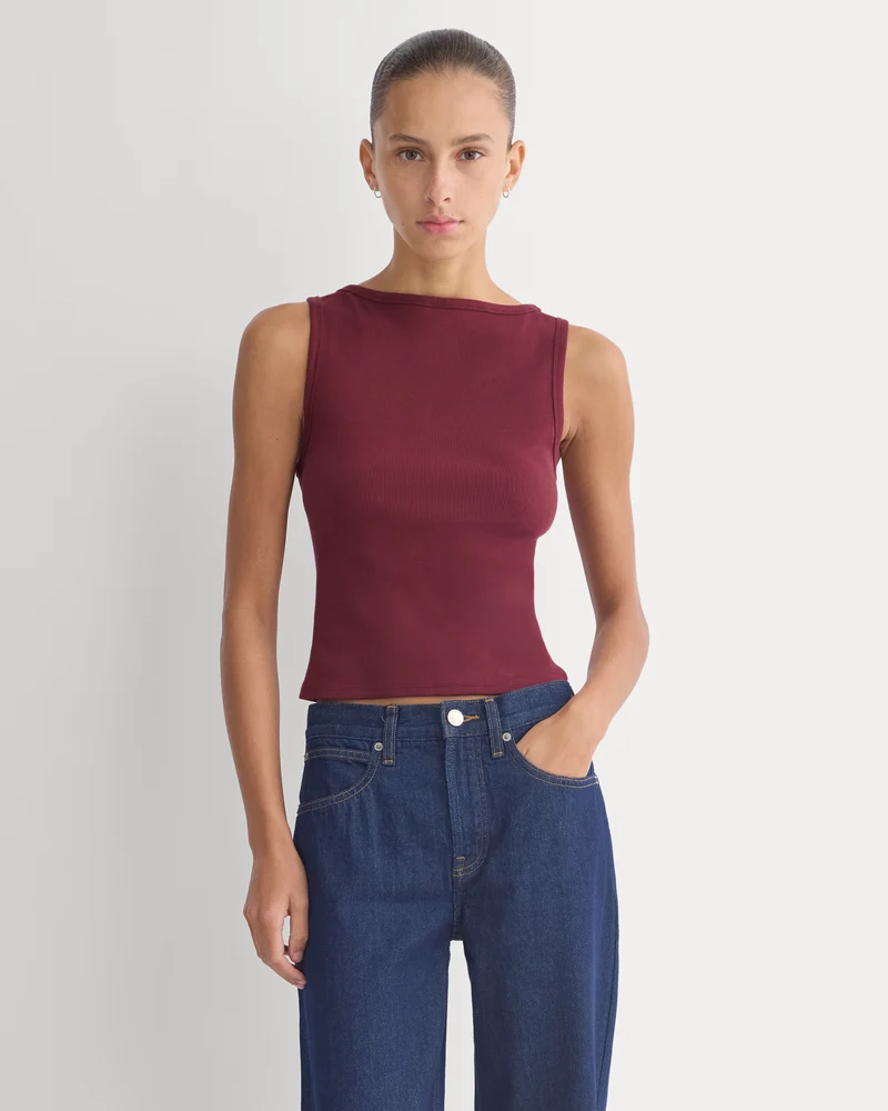 Effortless Rib Boatneck Tank | Cabernet