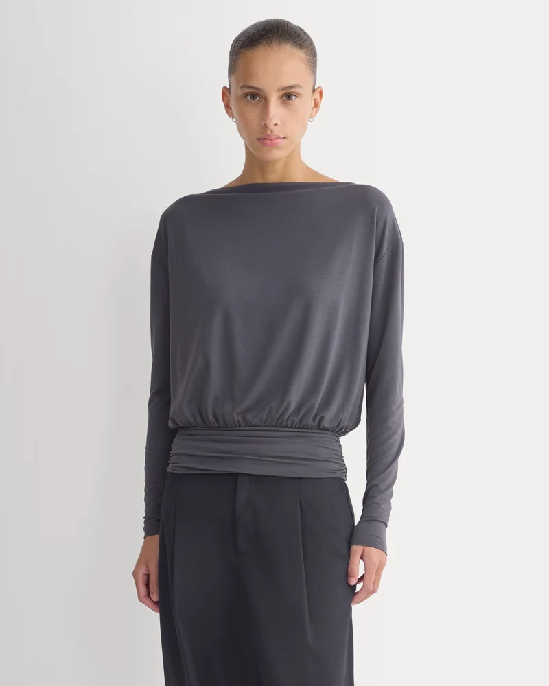 Drapey Jersey Slouchy Top | Graphite