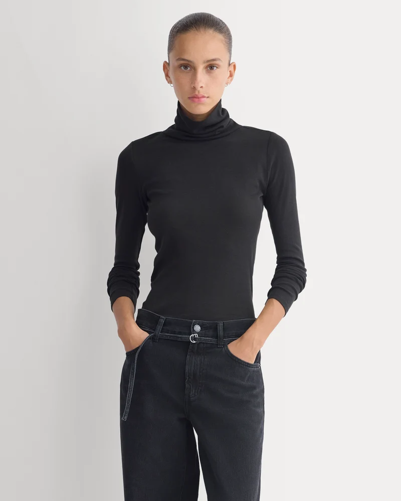 Tissue Long-Sleeve Turtleneck | Black