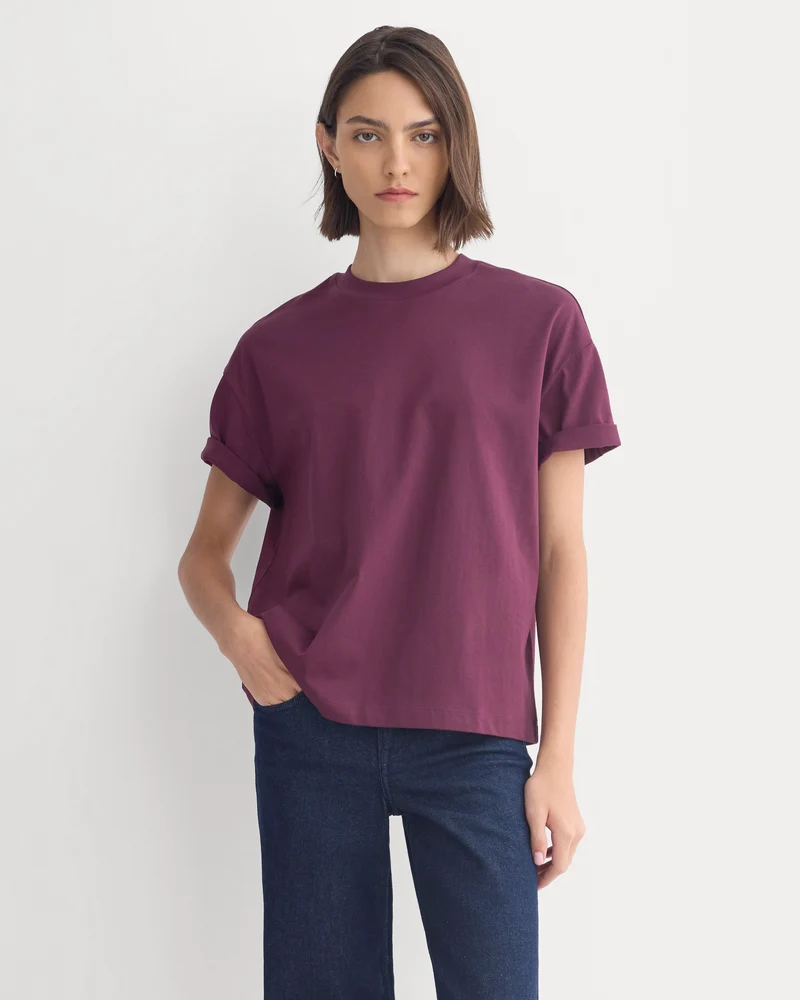 Forever Jersey Oversized Tee | Deep Plum