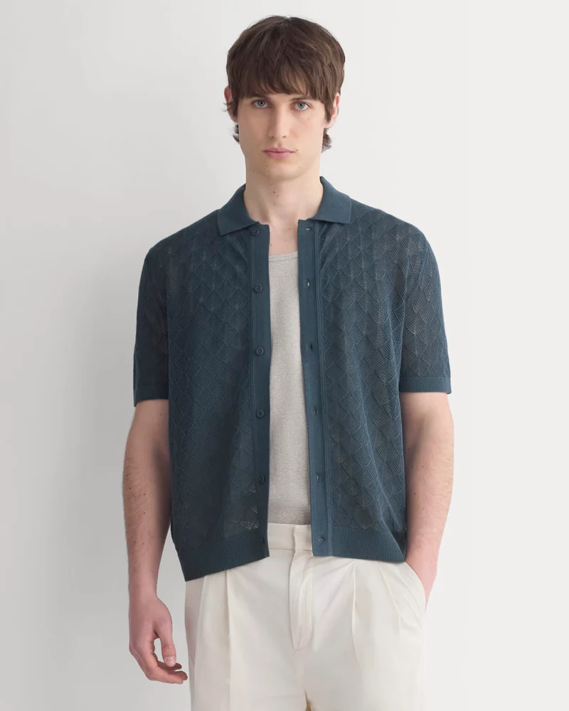 Open-Knit Resort Shirt | Midnight Navy