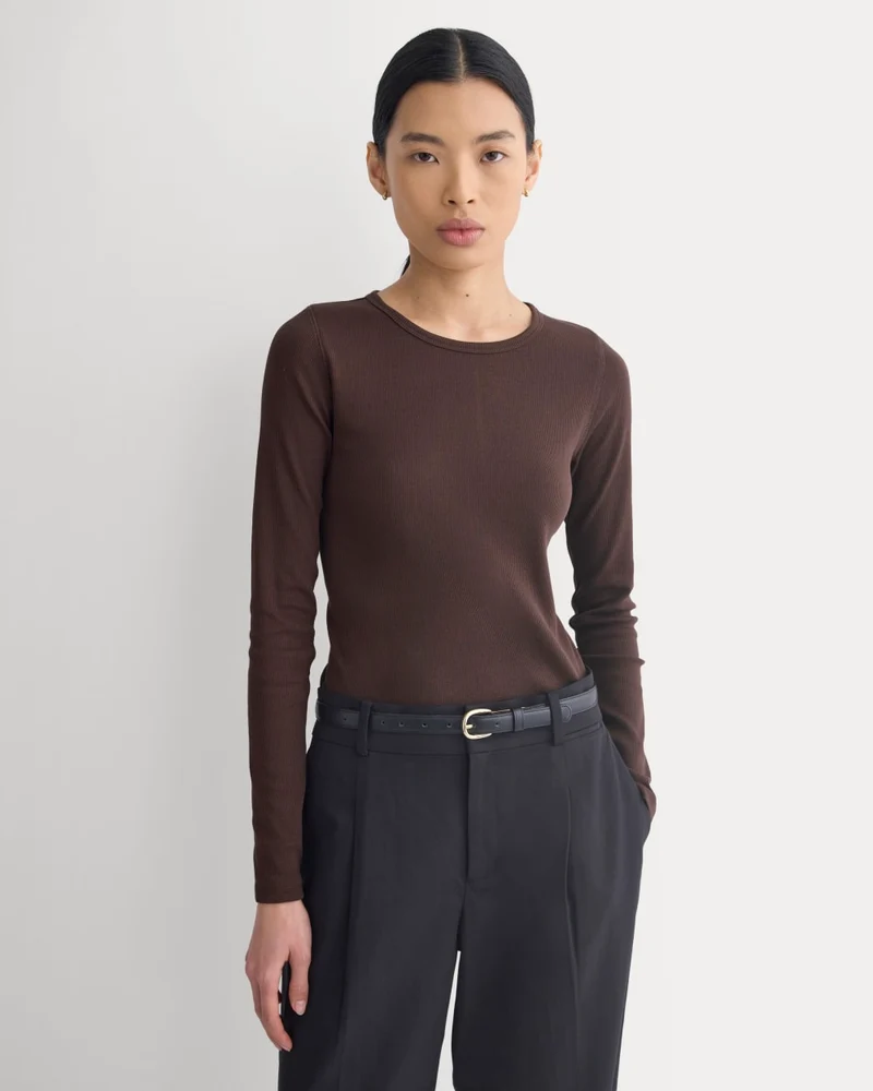 The Luxe Rib Long-Sleeve Crew | Coffee Bean