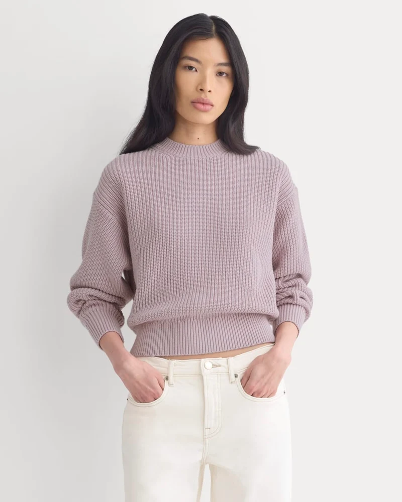 Cropped Ribbed Crew in Everyday Cotton | Burnished Lilac
