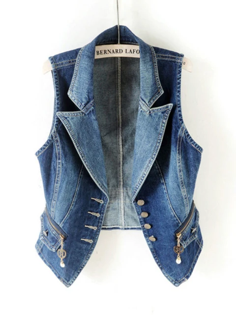 Mouwloze korte jeans-taillejassen