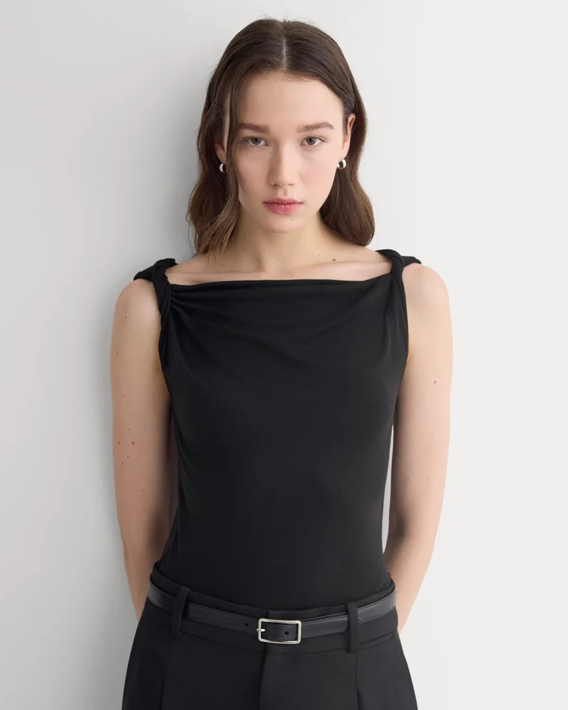 Cowl Neck Twist Tank in Butterluxe | Black
