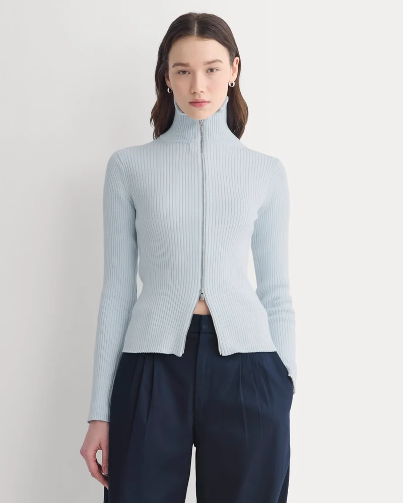 Full-Zip Ribbed Jacket in Everyday Cotton | Skywriting