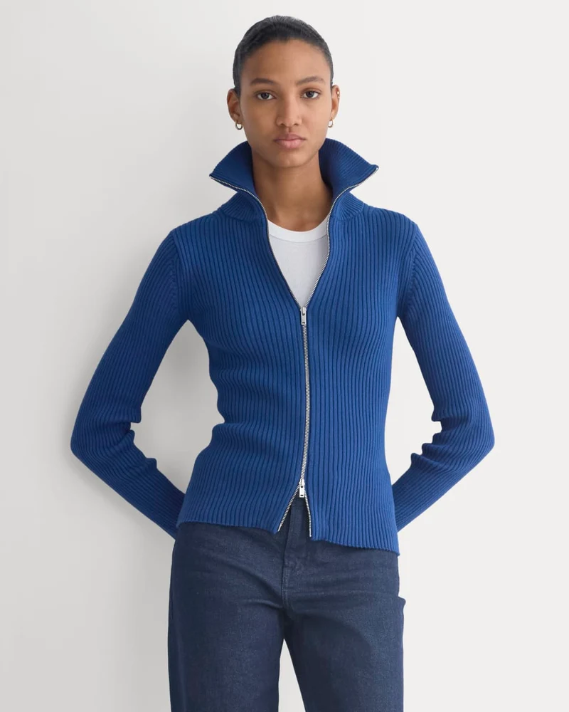 Full-Zip Ribbed Jacket in Everyday Cotton | Estate Blue