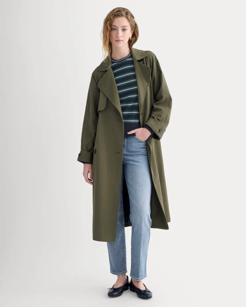 Drapey Twill Trench | Olive Night