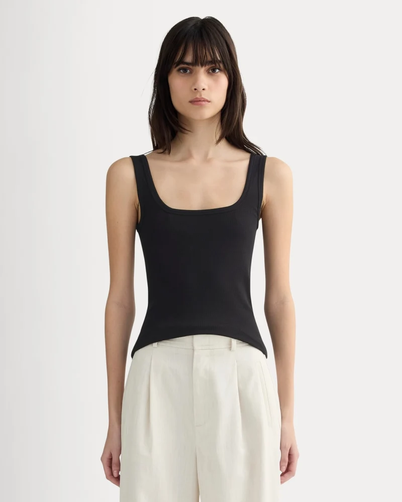 The Luxe Rib Square-Neck Tank | Black