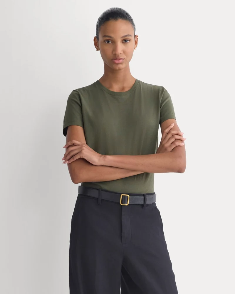 The Slim Crew in Essential Cotton | Olive Night