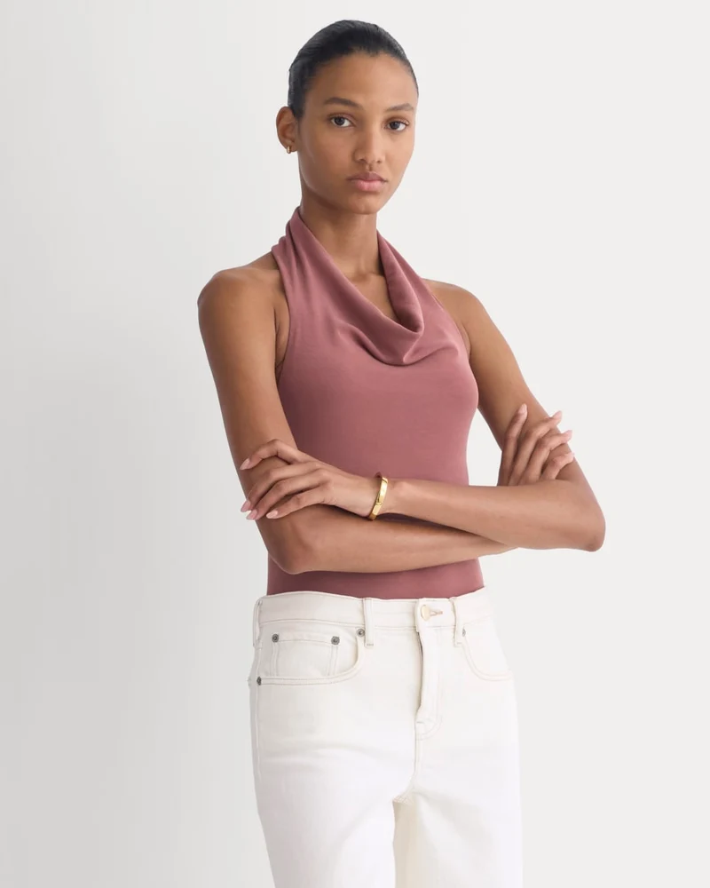 Halter Cowlneck Top in Butterknit | Washed Henna