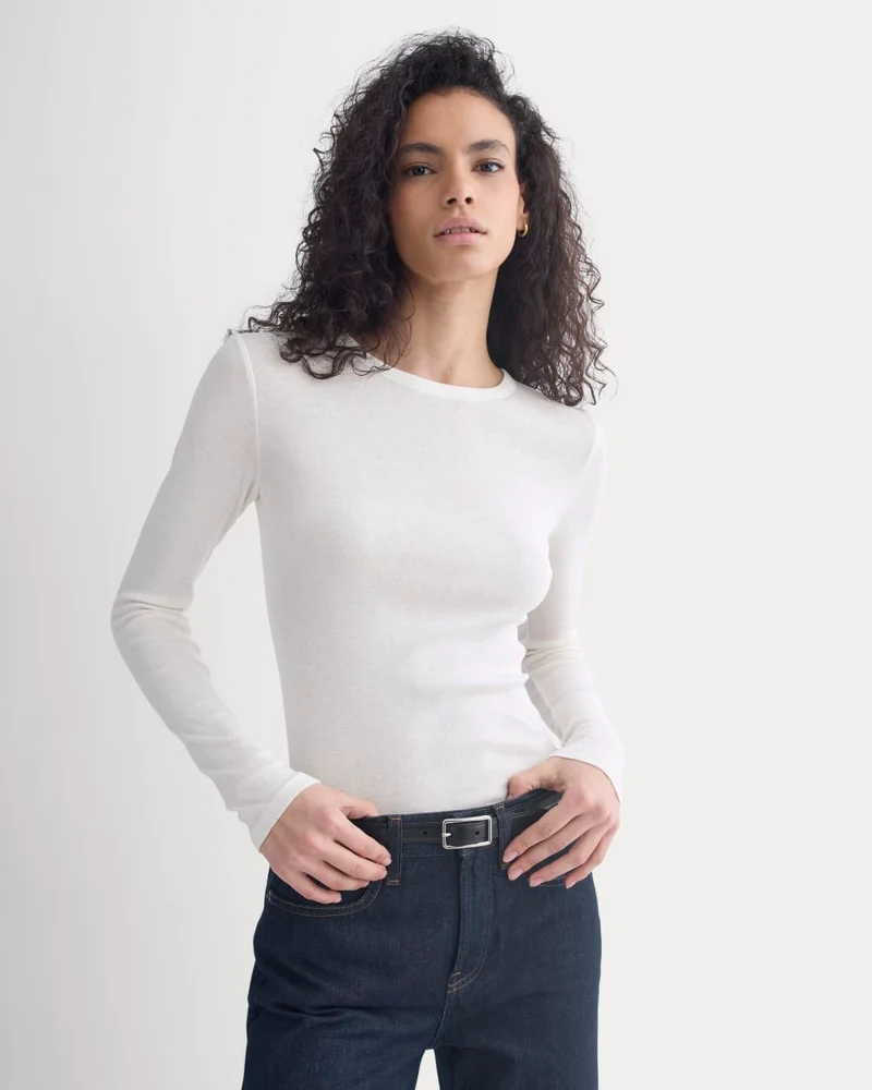 Tissue Long-Sleeve Crew | Bone