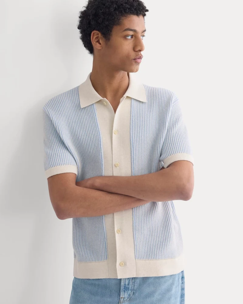 Button-Down Resort Polo | Light Heathered Oat/Open Air