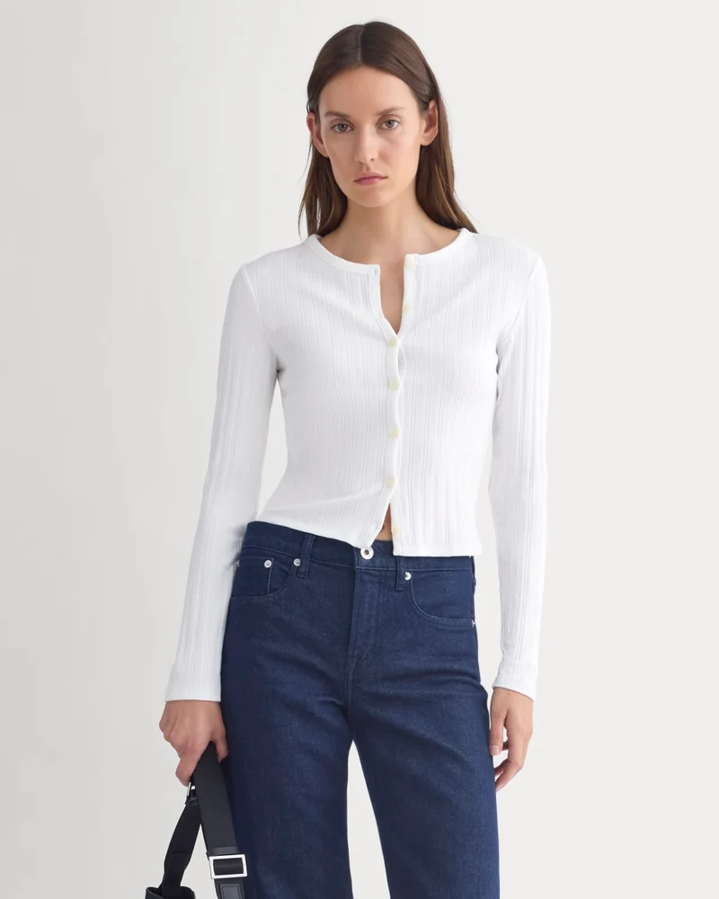 Cardigan in Pointelle | White