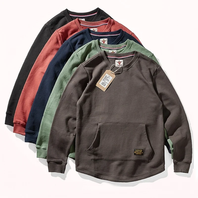 Retro zwaargewicht fluwelen sweatshirts met kangoeroezakken