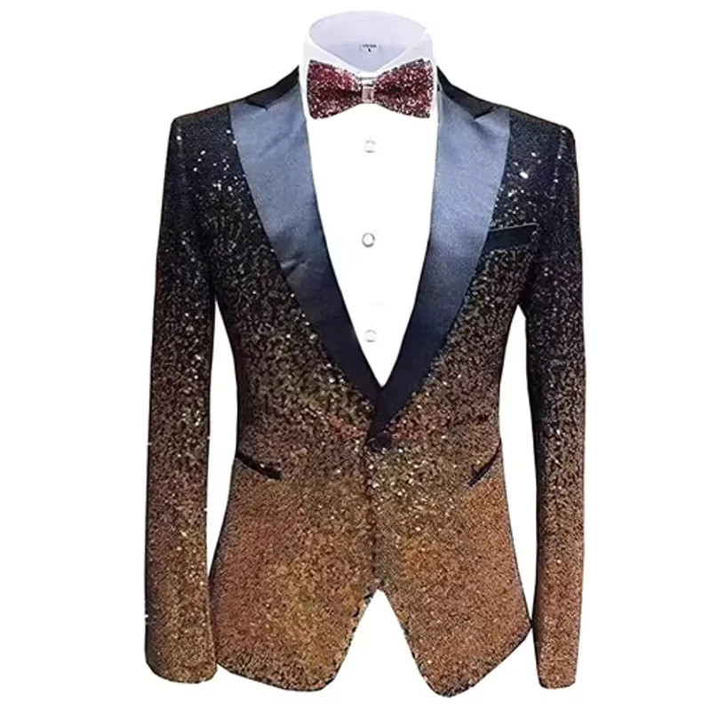 Herenpak met pailletten, blazer, jas met één knoop