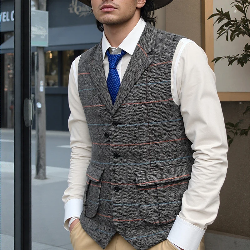 Heren casual pakvest met reverskraag