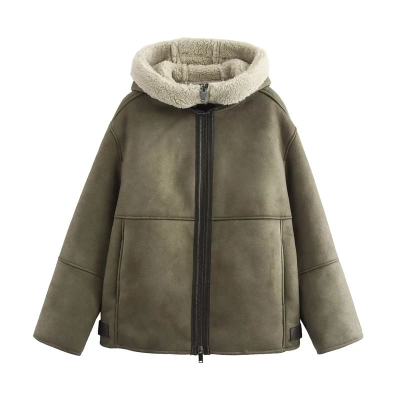 Dames gewatteerde jas met rits, dames winterjas met bovenkleding